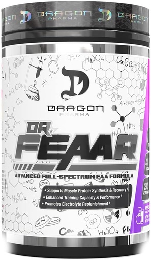 [BRSRMA35B4DQECI3] DRAGON PHARMA Dr. FEAAR® Advanced Full-Spectrum EAA Matrix, Supports Muscle Protein Synthesis and Recovery, Enhanced Training Capacity and Performance (30 Servings, Grape Juice)