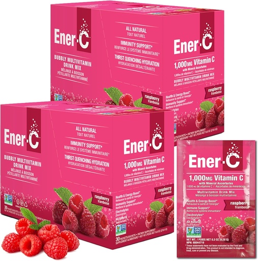 [BRSWKHQDDIEGG3T4] Ener-C Multivitamin İç Mix - Su için Vitamin Paketleri, Elektrolytes Toz Paketleri, Vitamin İç Mix, Hydration Liquid Mix, Immune ATM for Yetişkinler, Sağlıklı Enerji - Raspberry, 60 Countets