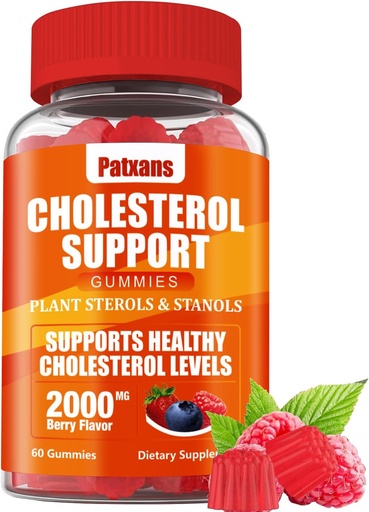 [BRSRAFIOOJ6AI3T4] 1 συσκευασία Cholesterol Support Gummies, περιέχει 2000MG φυτικών στερολών & στερολών, Cholesterol Complex Gummies, Υποστήριξη Υγιή επίπεδα χοληστερόλης, Ενεργειακή υποστήριξη, μικτή γεύση μούρου, 60 Counts