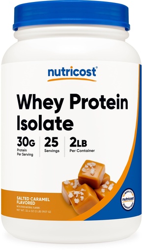 [BRSWGEAFOYFQA233] Nutricost Whey Protein Isolate (Salted Caramel) 2LBS