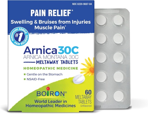 [BRSRAED7PMJRGH3L] Boiron Arnica 30C tabletes sāpju mazināšanai no muskuļu sāpēm, locītavu sāpīguma, pietūkuma no ievainojuma vai Bruises - 60 skaitļa