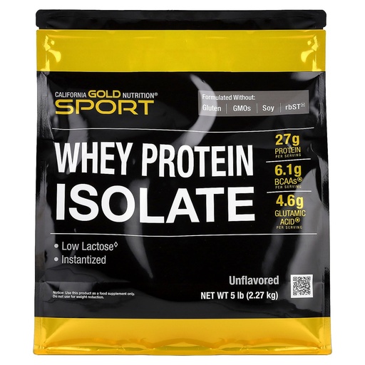 [BRSWGZY5BN7WYA3U] California Gold Nutrition Sport, Whey Protein Isolate, Unflavored, 5 lb (2.27 kg)