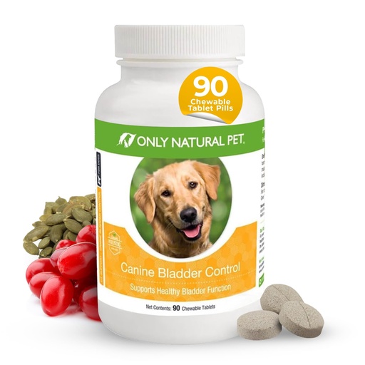 [BRSWIYLZDECQI2DM] ONLY NATURAL PET Canine Bladder Control - Senior Dog Care Supplement - UTI, Urinary Tract Health, Incontinence Support w/Cranberry Extract | Pills, Vitamins, 90 Chewable Tablets (Natural Turkey)