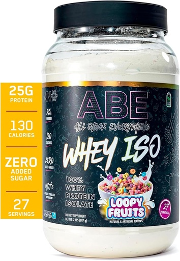 [BRSROFI7BEHQE3TF] All Black Everything 25g Whey Protein Powder | Fruity Cereal Milk | 27 Servings | Whey Protein Isolate | Low Carbs & Low Sugar | MCTs