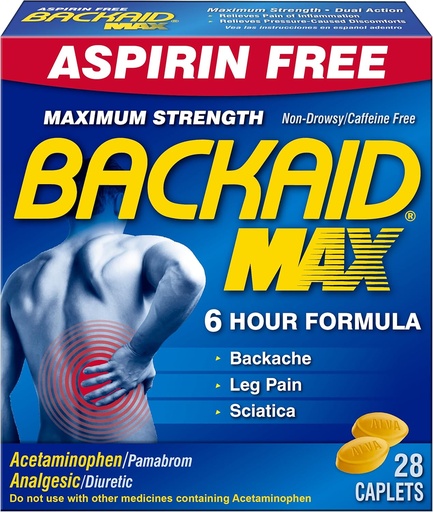 [BRSWIYYOOQMBGH3I] Backaid Max Caplets, 28 Count (Pack of 4)