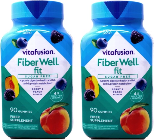[BRSWGZ3QCIMRYGY2] Vitafusion Fiber Well Fit Sugar Free Gummies - 90 ct, Pack of 2