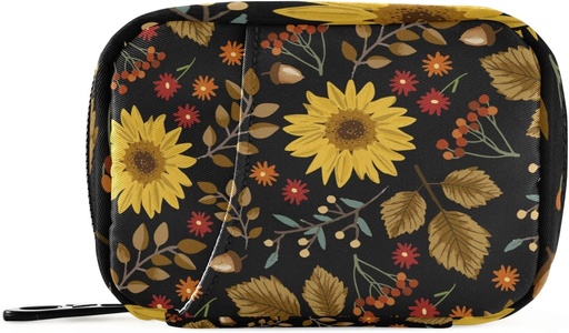 [BRSW2ZAFCMHWEHTD] xigua Sunflower Pill Case 7-Day Travel Pill Organizer Box avec fermeture zippée pour les vitamines, médicaments et suppléments