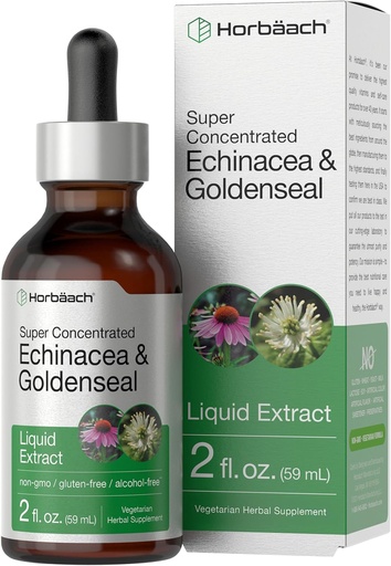 [BRSWGHA2A4PWK2YV] Horbäach Echinacea Goldenseal Liquid Tincture Drops Bendrijoje 124; 2 fl oz Ş124; Alkoholio laisvo ekstrakto Bendrijoje 124; Vegetarian, Non- GMO, Gluten Free Addition