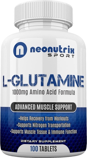 [BRSW2FTYOYAWEADD] L-Glutamine 1000mg Amino Acid Capsules Post Workout Recovery Supplement for Immune, Digestive & Gut Support Nitrogen Transporter for Muscle Recover & Endurance for Men and Women by Neonutrix Sport
