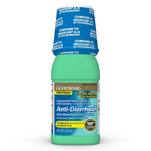 [BRSWI2QQOV7R63LO] Good Sense Anti-Diarrheal Medicine, Loperamide Hydrochloride Oral Solution, 1 mg per 7.5 mL, Mint, 4 Fl Oz