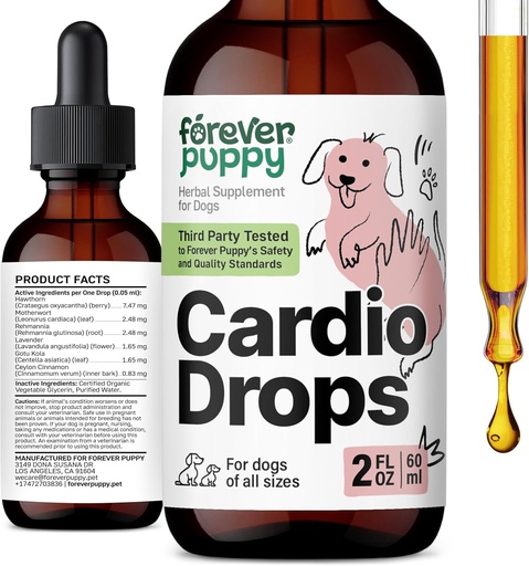[BRSRAYAEOBYQEDYU] Forever Puppy Cardio Drops for Dogs - Hawthorn Berry & Motherwort Herb - Liquid Antioxidant Supplement with Gotu Kola Leaves & Lavender Extract - 2 fl oz