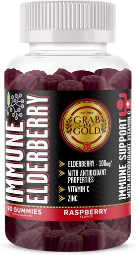 [BRSW2GAFOANQAHTD] Grab Gold Elderberry Gummies s vitamínom C & Zinok 
