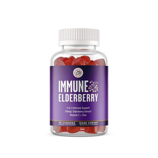 [BRSW2GAFOANQAHTD] Grab The Gold Immunity Gummies | Elderberry Flavor with Vitamin C & Zinc | Cold & Flu Support, Vegan, Gluten-Free | 45 Day Supply, Made in USA