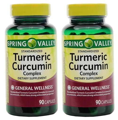 [BRSWGZQ5OQMA4FLJ] Spring Valley Stndr Turmeric Curcumin Complex Dietary Supplement Capsules, 500 mg, 90 Count Bottle, 2 Pack