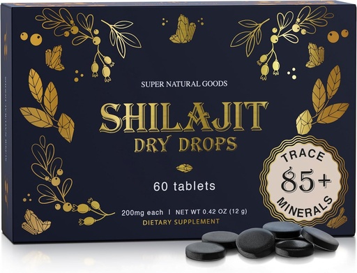 [BRSRAYIPB5YG2FI4] Czysty Shilajit Resin Dry Drops - duża moc, stopień A, 100% Czysty z kwasem Fulvic & 85 + Minerały śladowe dla lepszej energii Metabolizm i wsparcie immunologiczne 124; 60 Easy- to- Weź tabletki dla mężczyzn i kobiet
