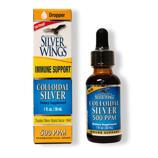 [BRSWIZTQDIIA2ETM] Natural Path Silver Wings Colloidal Silver 500PPM, Amber Brown Liquid Immune Support, 1 Fl Oz (Pack of 1)