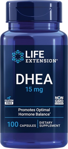 [BRSWIYT3PMCACG32] Life Extension DHEA 15 mg - Hormon Balance Supplement, Paměť, Muscle Mass and Bone Density Support, Zdravý sexuální pohon, Gluten- Free, Non- GMO, 100 Kapsle