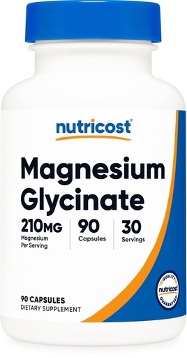 [BRSROBD3OYMWK3I3] Nutricost Magnesium Glycinate Capsules (90 Capsules, 210 mg Per Serving) - Magnesium Glycinate Supplement for Gentle Absorption