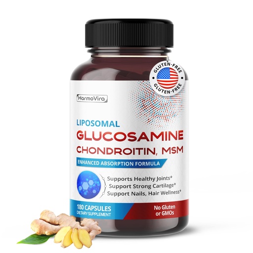 [BRSRAGLYDMIGM2Q2] Liposomal GLUCOSAMINE CHONDROITIN, MSM - Support Healthy Joints, Strong Cartilage, Nails, Hair - 180 Days Supply