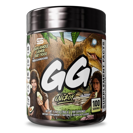 [BRSRMBLYAANQK33A] Gamer Supps GG Energy - Guacamole Gamer Fart 9000 by TheRussianBadger (100 Servings) - Keto Friendly Gaming Energy and Nootropic Blend, Sugar Free + Caffeine + Vitamins + Immune Support, Powder Drink