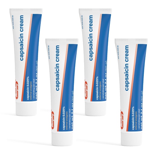 [BRSWKEY2CEIWK3QV] Rugby Capsaicin 0.025% Cream for Penetrating Pain Relief - 2.1 Oz (60g) (4 Pack)