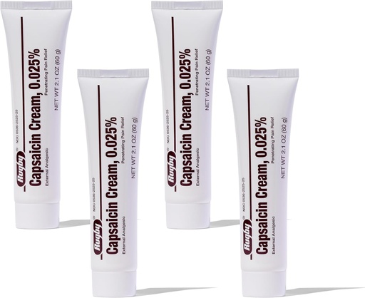 [BRSWKEY2CEIWK3QV] Rugby Capsaicin 0.025% Cream for Penetrating Pain Relief - 2.1 Oz (60g) (4 Pack)