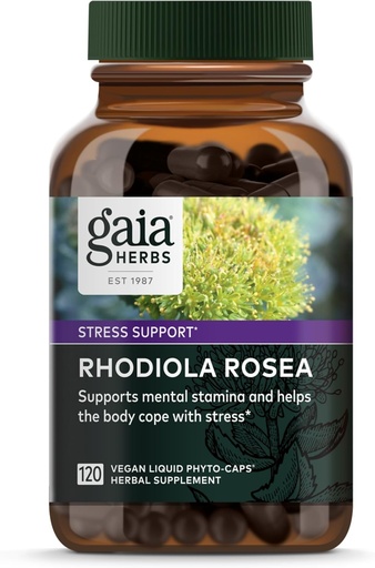 [BRSWIGQOAJYG23LG] Gaia Herbs Rhodiola Rosea - Stress Support Supplement traditionellt för att stödja hälsosam uthållighet och uthållighet - med Siberian Rhodiola Root Extract * - 120 Vegan Liquid Phyto-Capsules (60-dagars leverans)