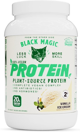 [BRSW2HYDA4FQODY2] Black Magic Plant- Source 100% Vegan Protein - Keto, Nízký cukr, mléčný protein zdarma - Pre / Post cvičení - Vanilla Ice Cream - 20g Protein - 2 LB