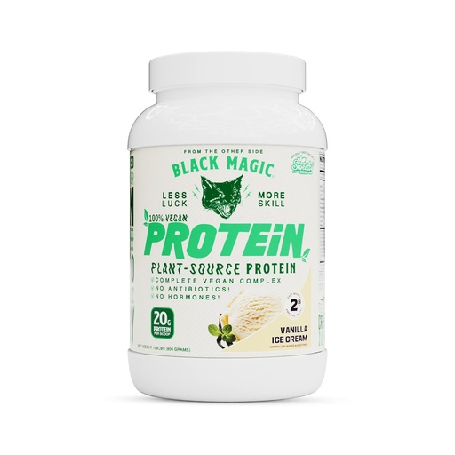[BRSW2HYDA4FQODY2] Black Magic Plant-Source 100% Vegan Protein - Keto, Low Sugar, Dairy Free Protein - Pre/Post Workout - Vanilla Ice Cream - 20g Protein - 2 LB