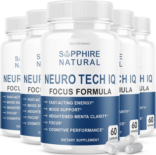 [BRSW2CQ3DIFGKEY7] (5 balenia) Neurotech IQ Brain Supplement Neurotech Iq Focus Formula pilulky (300 kapsúl)