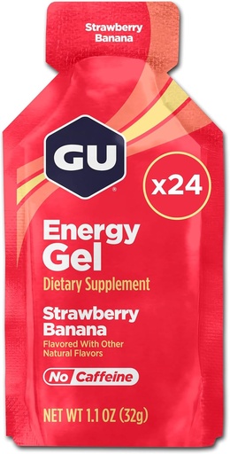 [BRSWIYYOOQAB63DE] GU Energy Original Sports Nutrition Energy Gel, Strawberry Banana, 24 Count Box
