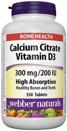 [BRSWEBL4PJ6QEGYZ] Webber Naturals Calcium Citrate Vitamin D3, 300mg / 200IU High Absorption, 350 Tablets