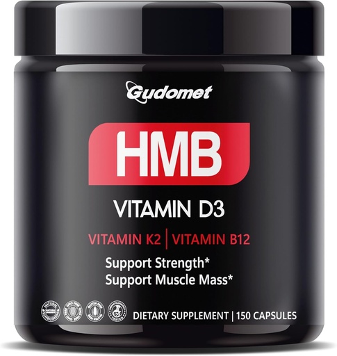 [BRSRAHYPOB4AE3LK] HMB avec D3, K2 & B12 – Supplément de soutien musculaire – 150 capsules – Fabriqué aux États-Unis