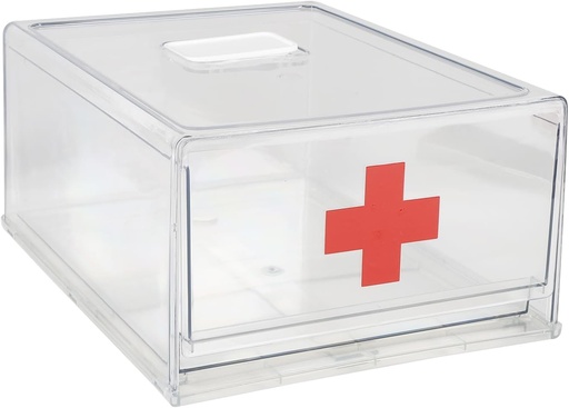 [BRSRAZYODIGRUFDF] Medicine Cabinet Organizer Empty Medicine Storage Box for Cabinet Plastic Drawer First Aid Clear Stackable Medicine Bottle Organizer for First Aid, Medical Supplies and Medication Storage