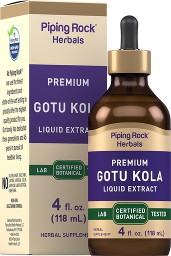 [BRSROAQDCECBYHQ2] Piping Rock Gotu Kola ekstrakt | 4 Fl Oz | Premium Vedel Taimne täiendus | Taimetoitlane | Alkoholivaba | Mitte-GMO, Gluteenivaba