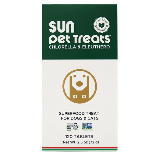 [BRSRAHA3CJYBQ3T5] Sun Chlorella Sun Pet Treats Green Superfood Cat & Dog Supplement - Chlorophyll Eleuthero & Lecithin, Minerals, Antioxidants & Vitamins for Dogs & Cats - Immune Defense, Skin & Gut Health - 120 Bites