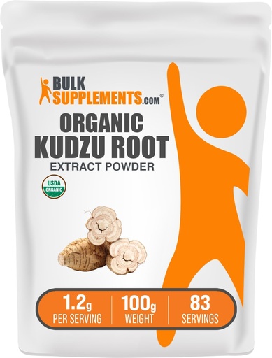 [BRSWKHAIAIOA4H3K] BulkSupplements.com Organic Kudzu Root Extract Powder - Kudzu Root Supplement, Herbal Supplement - Gluten Free, 1.2g per Serving, 100g (3.5 oz) (Pack of 1)