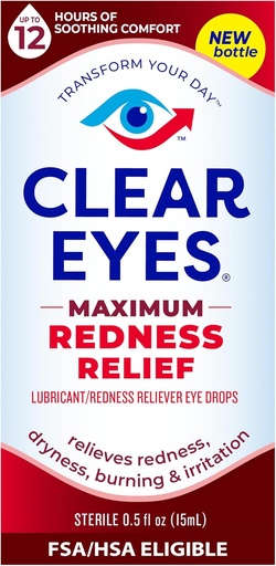 [BRSWIY33CYMROAI7] Clear Eyes | Maximum Redness Relief Eye Drops | 0.5 FL OZ