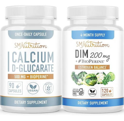 [BRSRAZYNBUNBSDLU] SMNutrition 200mg DIM Supplement with Calcium D-Glucarate | Hormone Balancing Bundle with DIM Diindolylmethane Capsules (120 Servings) and Vegan Gluten Free Non-GMO CDG Supplement (90 Servings)
