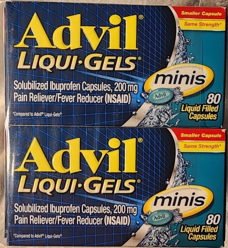 [BRSWGZD5OJYR6AY4] Advil Liqui-Gels Minis, 80 Capsules Per Bottle (3 Bottles)