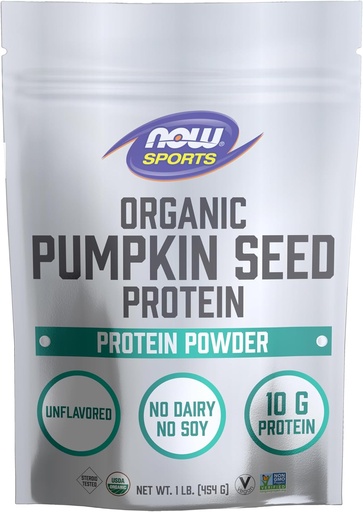 [BRSWYFLRDNYB4AD5] NOW Foods Sports Nutrition, Organic Pumpkin Seed Protein Powder With 10g of Protein, Certified Non-GMO, Unflavored, 1-Pound