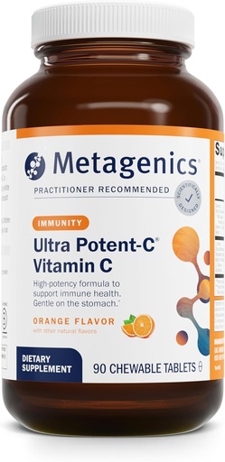 [BRSWIYQ5DIBA4D3K] Metagenics Ultra Potent-C Chewable - 250 mg Gepuffertes Vitamin C mit Bioflavonoiden, L-Lysine & L-Cystein - Immun- & Antioxidantien-Unterstützung - Non-GMO, Gluten-Free - Natürliche Orange Geschmack - 90 Tabletten