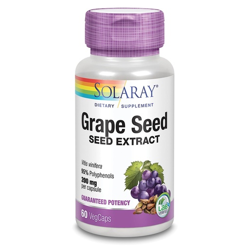 [BRSWKHQYAYCQAAYV] SOLARAY Grape Seed Extract 200 mg Plus Bioflavonoid Complex | Healthy Cardiovascular & Blood Vessel Support | 60 VegCaps