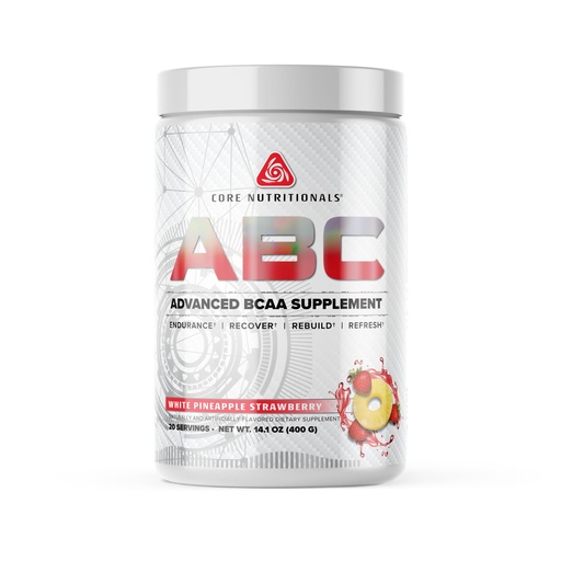 [BRSROAL5OIDWY236] Core Nutritionals ABC Advanced BCAA Supplement | Amino Acid Recovery Blend | with Glutamine, Beta Alanine, Citrulline Malate | 20 Servings (White Pineapple Strawberry)