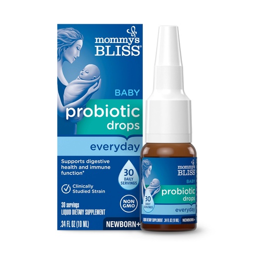 [BRSWIBQOBMDRUHD6] Mommy's Bliss Baby Probiotic Drops Everyday - Gas, Constipation, Colic Symptom Relief - Newborns & Up - Natural, Flavorless, 0.34 Fl Oz
