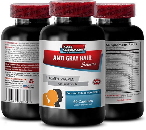 [BRSROYLROECGAAI7] Catalase Complex Anti-Gray Hair pills - ANTI-GRAY HAIR SOLUTION - Antioxidatzaile indartsua ile-hazkuntzarako, Ilearen kolore naturala mantentzea, Graying, Funtsezko Nutrients, 1 botila, 60 kapsula