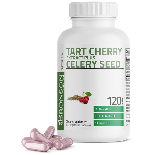 [BRSWGGD3BV6BMFYV] Bronson Tart Cherry Extract + Celery Seed Capsules - Powerful Uric Acid Cleanse, Joint Mobility Support & Muscle Recovery Supplement - Non GMO Formula, 120 Vegetarian Capsules