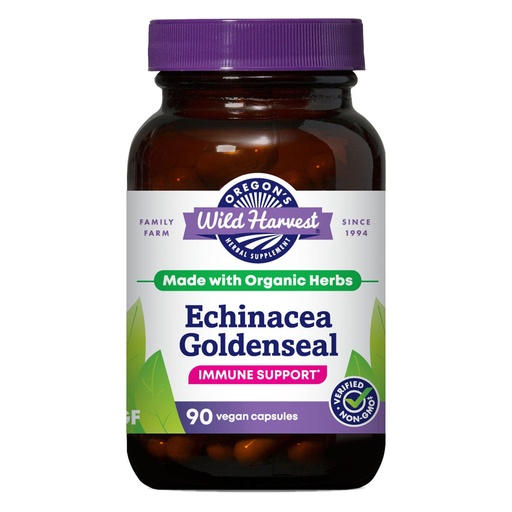 [BRSWIYTYOUIROGY7] Oregon's Wild Harvest Echinacea Goldenseal Organic Capsules | Vegan, Non-GMO, Gluten Free, Immune Support*, 90 Count