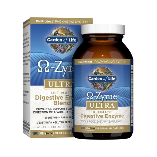 [BRSWIY3ZCQGWO3LA] Garden of Life 21 Powerful Digestive Enzymes with Papain, Bromelain, Lipase, Ginger, Turmeric for Complete Digestion of Protein, Carbs & Fats – Omega-Zyme ULTRA, Gluten-Free, Vegetarian, 180 Capsules