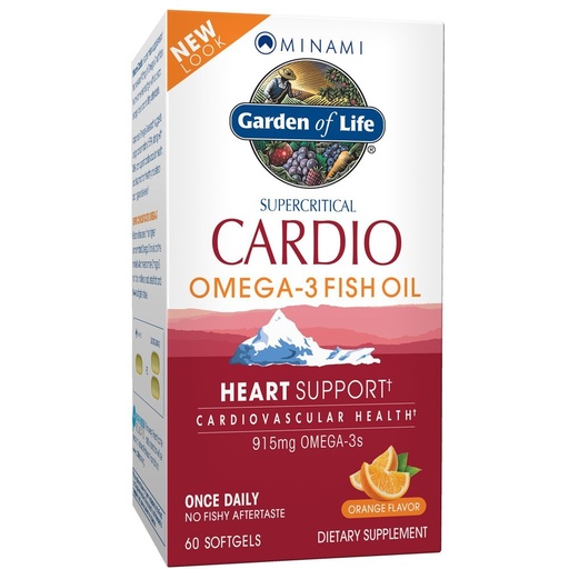 [BRSWIYILOVYAY2L6] Garden of Life Fish Oil Omega 3 - Cardio Omega-3 Fish Oil Supplement for Heart Health, 915mg Omega 3 Fatty Acids EPA & DHA - Orange Flavor, Two Month Supply, Minami Ultimate Supplements, 60 Softgels